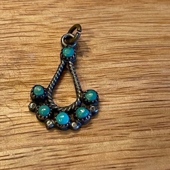Vintage silver and turquoise pendant for necklace - Picture 1 of 9